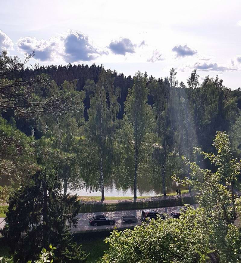 Городской пруд в Лигатне. Вид со скалы
