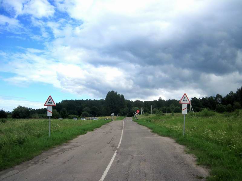 Подъезжаем к железной дороге в Токаревке
