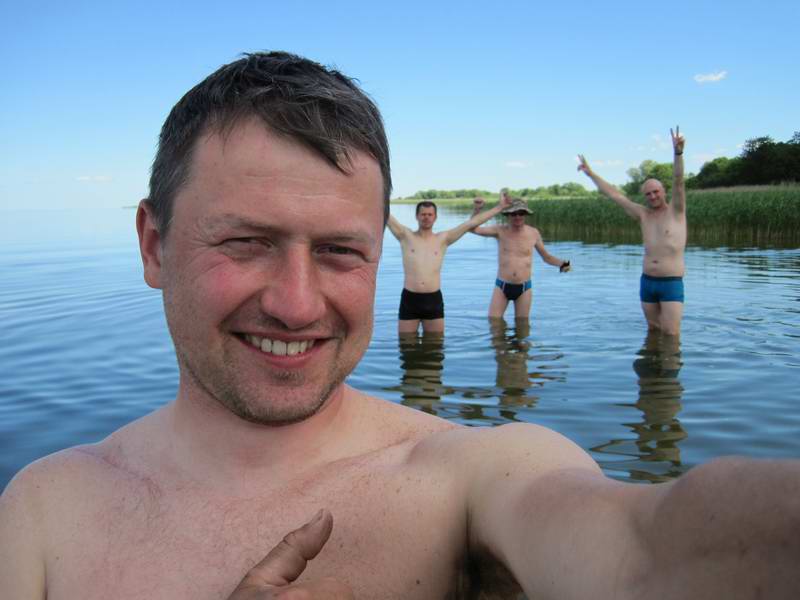 Сергей Мезенов, Борис Мошняга, Евгений Кличко, Михаил Мошинский в Куршском заливе