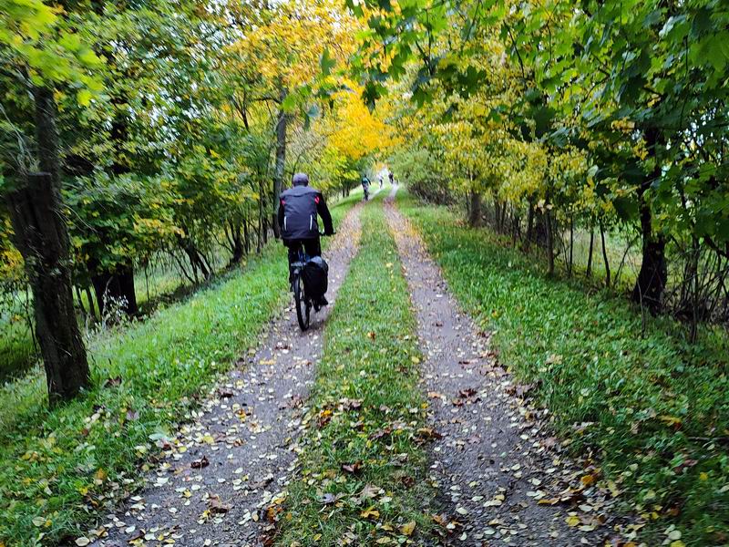 Едем по насыпи бывшей железной дороги Чистые Пруды - Гусев