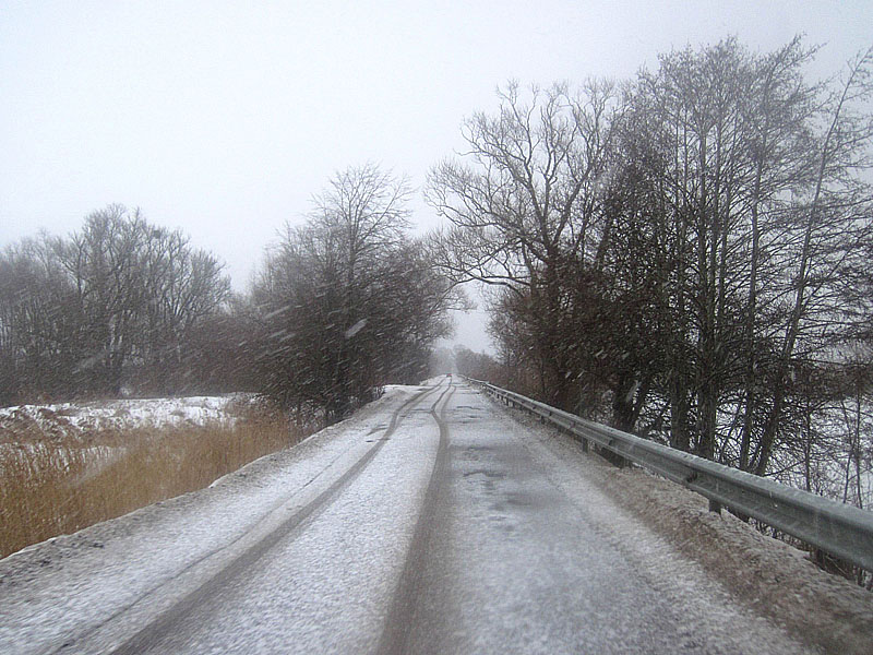 Дорогу начало засыпать снегом