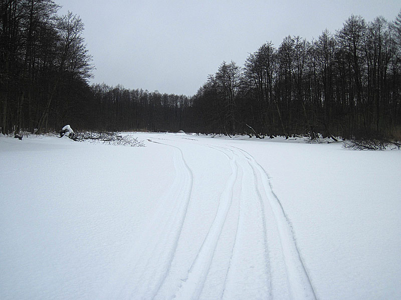 Двигаюсь дальше по Тимберу по следам снегохода
